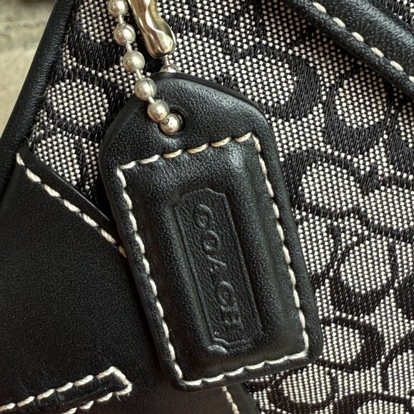 COACH VINTAGE Y2K MONOGRAM CANVAS & LEATHER WRISTLET MINI PURSE CLUTCH BLACK - Picture 10 of 11